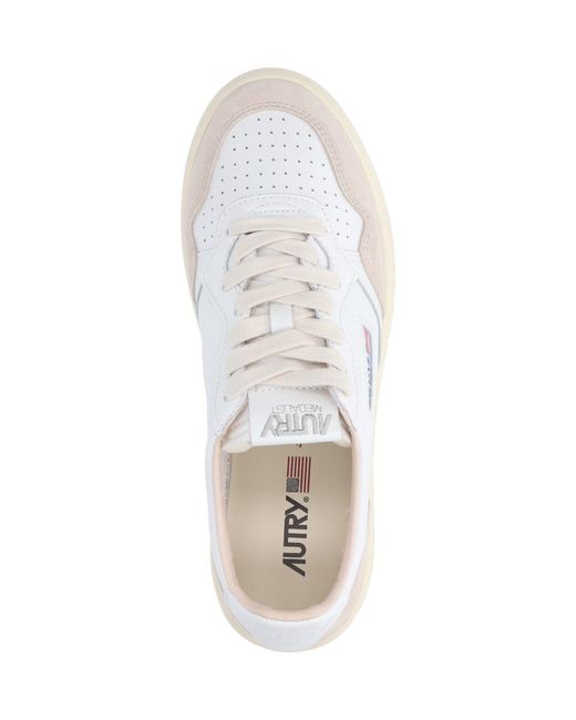 Autry White Low-Top Sneakers With Suede Accents And Logo Detailing for men
