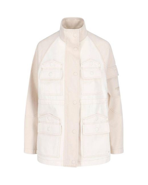 Giacca Blouson A Collo Alto di Fendi in White