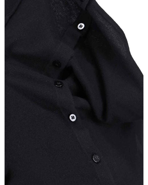 The Attico Black Asymmetrical Collar Dress With Logo Embroidery