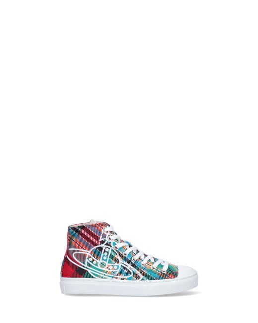Vivienne Westwood Multicolor Tartan Pattern High Sneakers