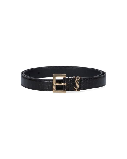Saint Laurent Black 'Cassandre' Thin Belt