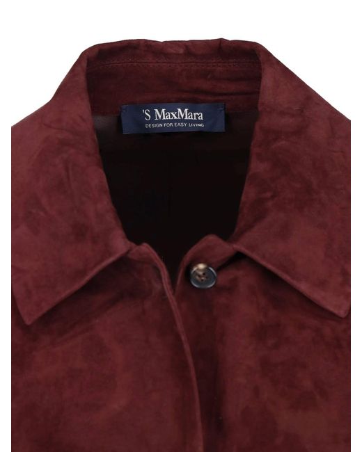 Max Mara Red Suede Shirt Jacket
