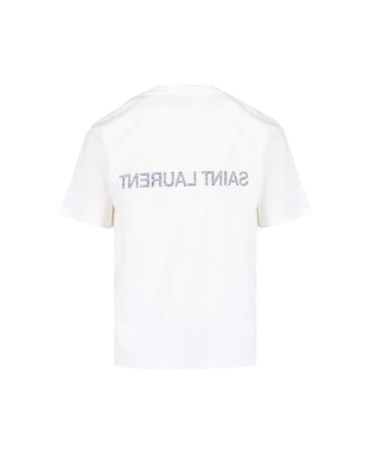 Saint Laurent White Distressed Print T-shirt