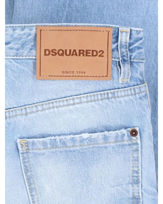 DSquared² Blue Light Straight-Cut Denim Logo Jeans for men
