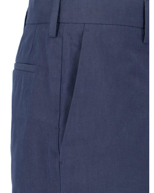 Paul Smith Blue Mid-Rise Cotton Straight Shorts for men
