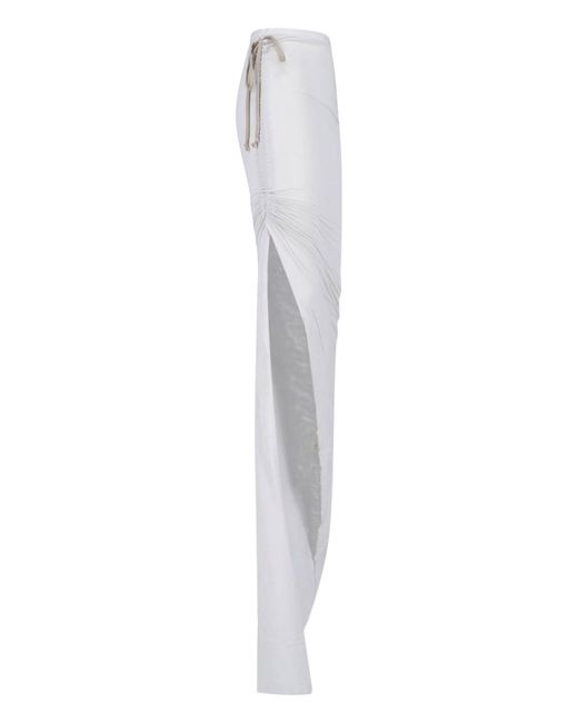 Rick Owens White Draped Maxi Skirt