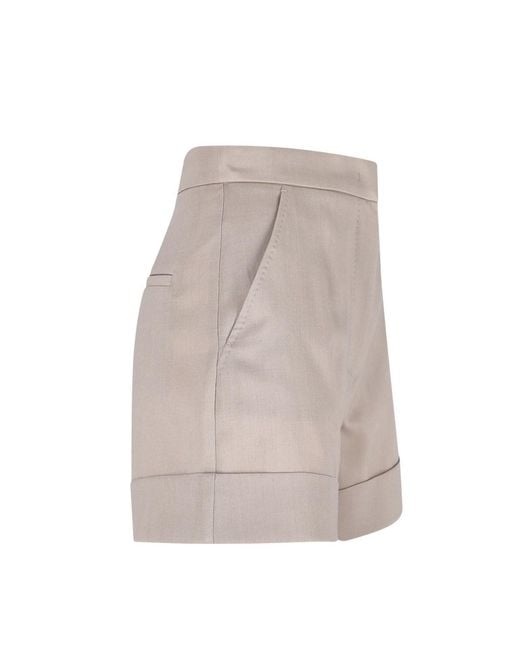 Max Mara Gray Virgin Wool Blend Shorts
