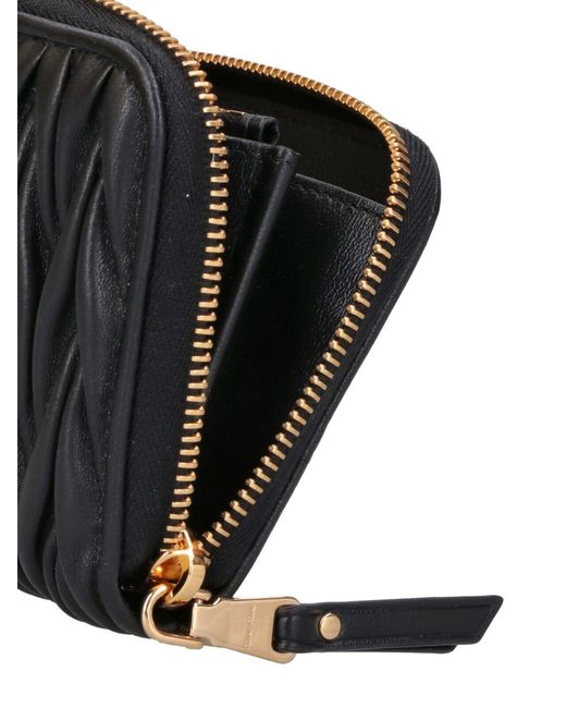Miu Miu Black Quilted Nappa Zip Wallet