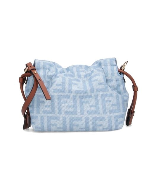 Fendi Blue Small Shoulder Bag "Mamma Baguette"