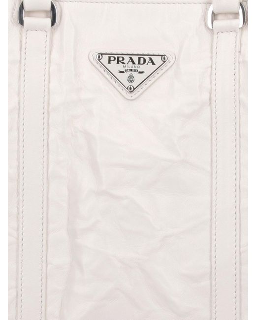 Prada White Logo Tote Bag