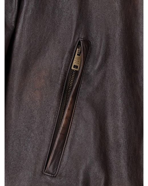 Prada Brown Lambskin Bomber Jacket for men