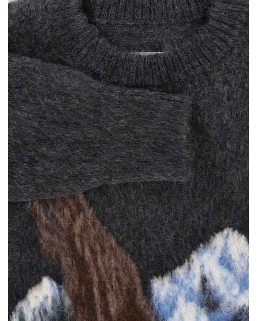 Maison Margiela Black Intarsia Knit Sweater With Eagle Design And Four Stitches for men