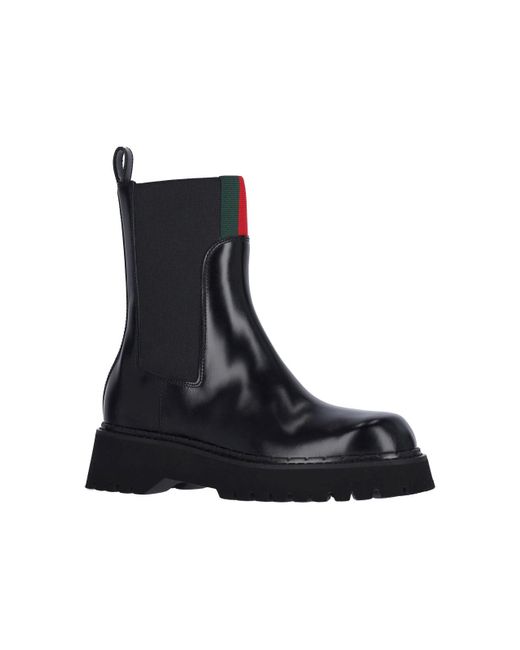 Stivale Con Nastro "Web" di Gucci in Black