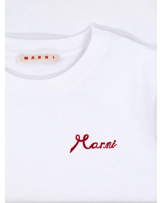 Marni White Embroidered Logo T-Shirt