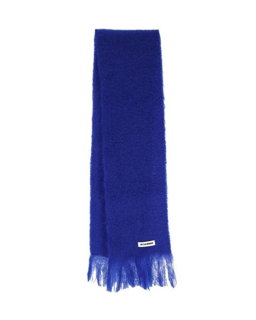 Jil Sander Blue Mohair-Wool Blend Scarf for men