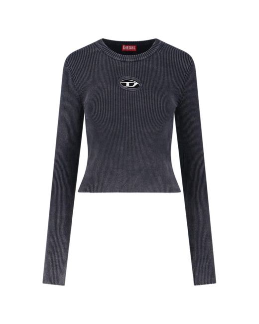 Crop Top In Maglia "M-Anchor-A" di DIESEL in Blue