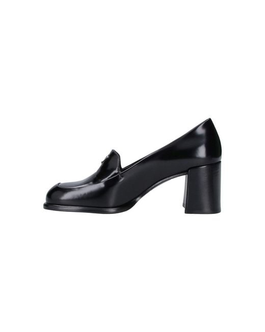 Prada Black Brushed Leather Loafers