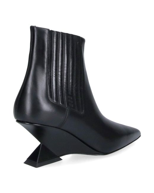 The Attico Black Sleek Ankle Boots With Sculpted Heel