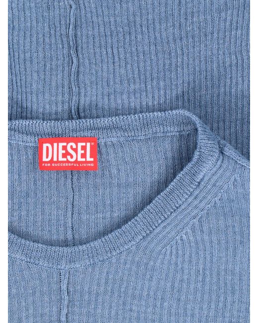 DIESEL Blue Crew-neck Sweater for men