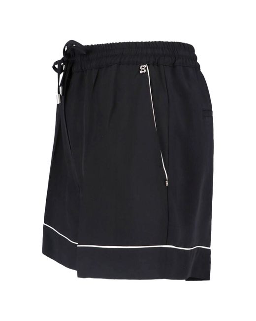 Sportmax Blue Viscose Satin Shorts