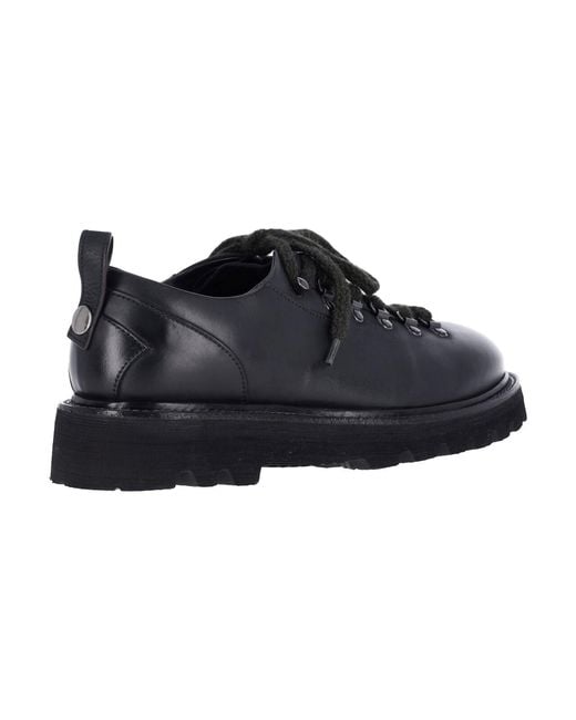 Premiata Black Leather Derby Shoes for men