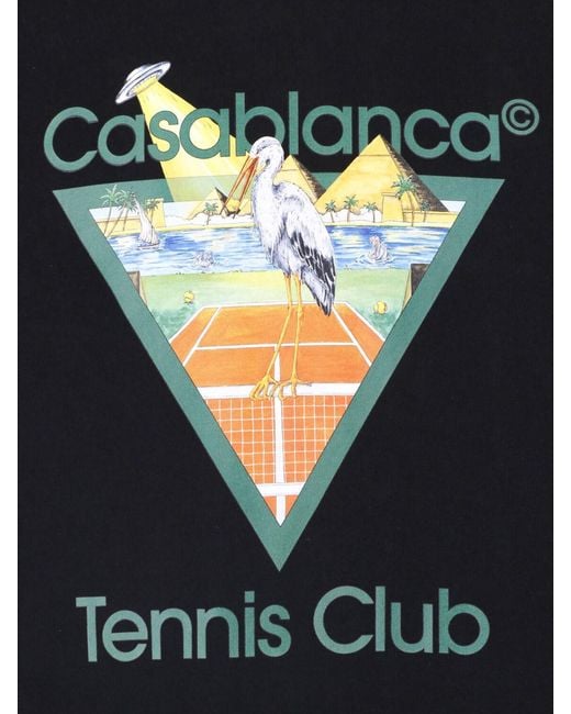 Casablanca Black Organic Cotton T-Shirt With Tennis Club Triangle Graphic for men