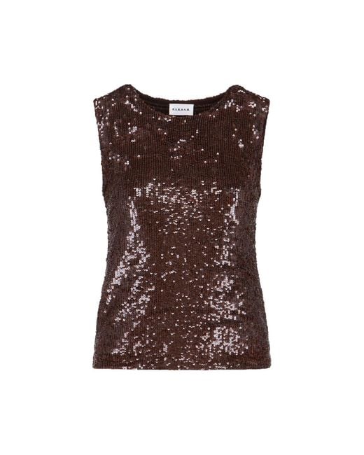 P.A.R.O.S.H. Brown Sequin Sleeveless Top