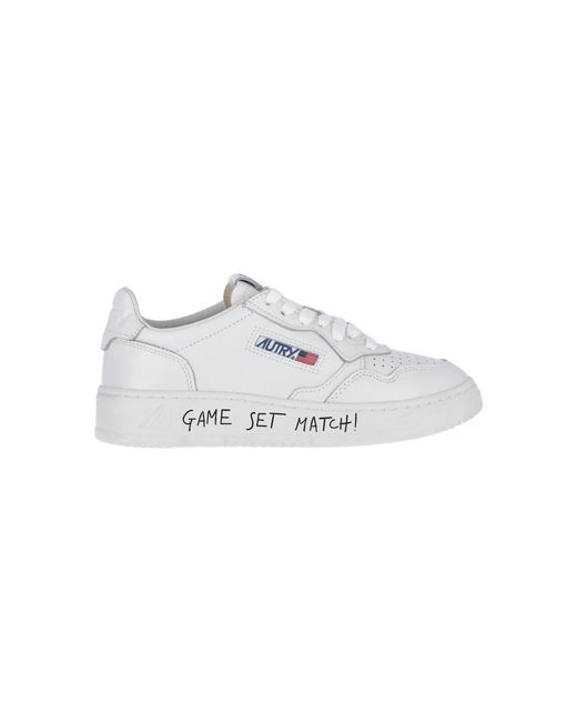 Autry White Medalist Leather Low-Top Sneakers
