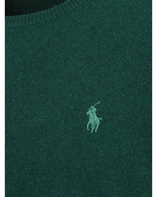 Polo Ralph Lauren Green Classic Crew Neck Sweater With Embroidered Logo Detail for men
