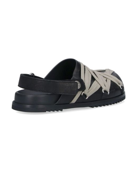 Rick Owens Black Mules "Megalace Granola"