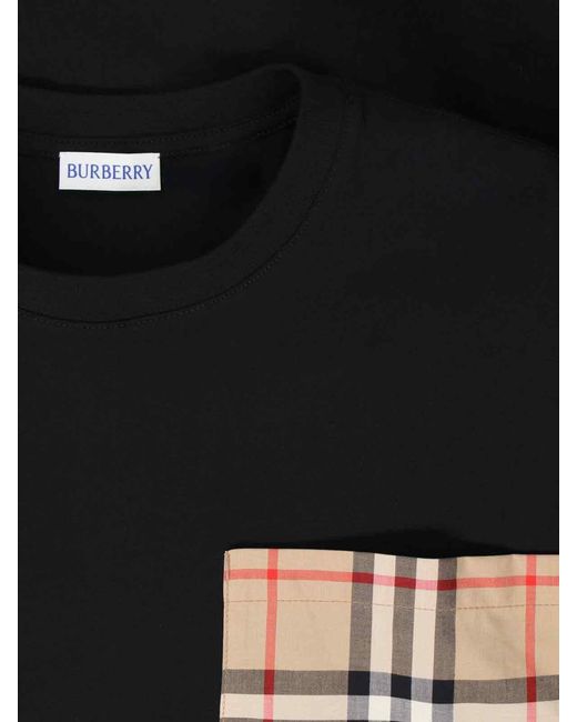 Burberry Black Cotton Crew Neck T-Shirt