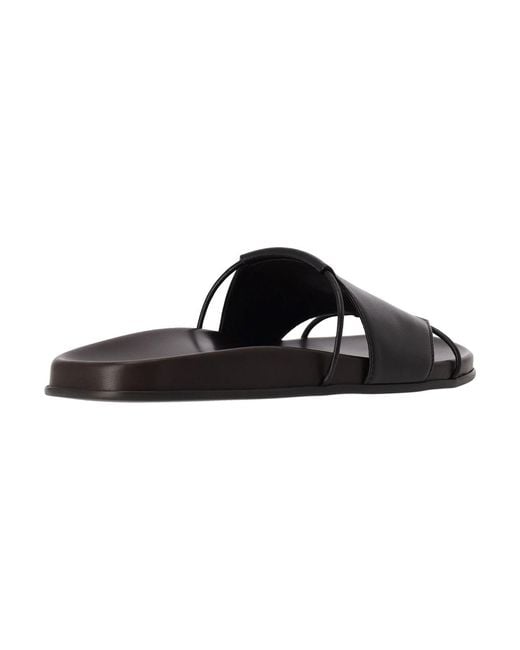 The Row Black Leather Sandals "Vivienne"