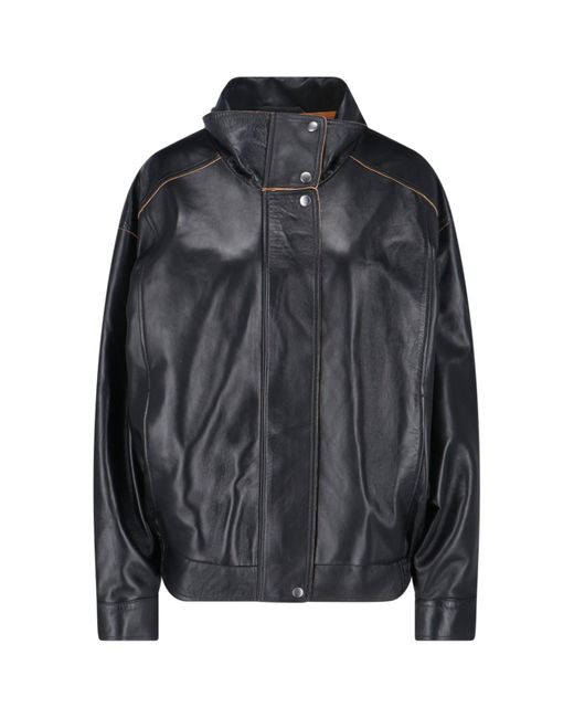 Calvin Klein Black Shearling Leather Jacket