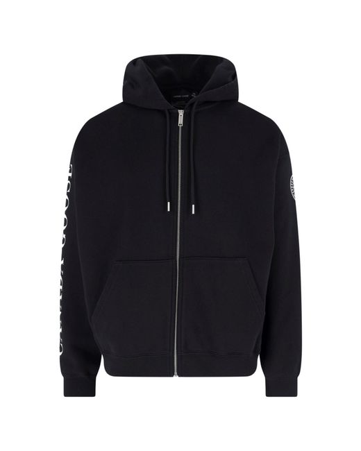 Canada Goose Blue Cropped Zip-Up Cotton Logo Hoodie for men