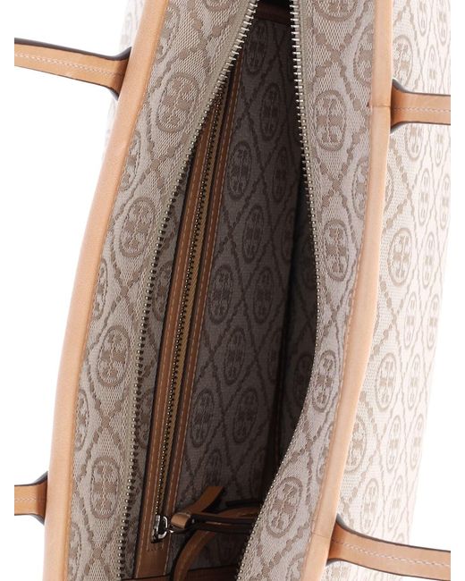 Tory Burch Natural Small Tote Bag "T Monogram"