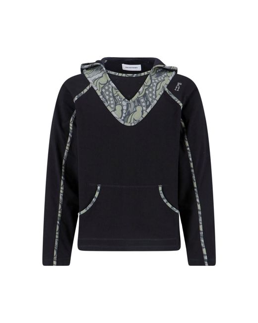 Kiko Kostadinov Black Gizi V-Neck Rhinestone Cotton Hoodie for men