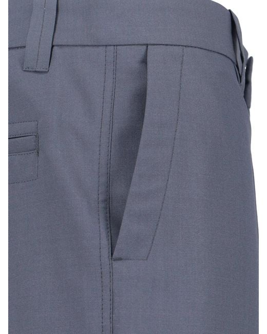Lemaire Blue Tailored Wool Blend Straight Trousers