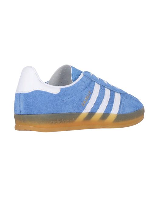 Adidas Blue 100% Leather Sneakers With Metallic Accents