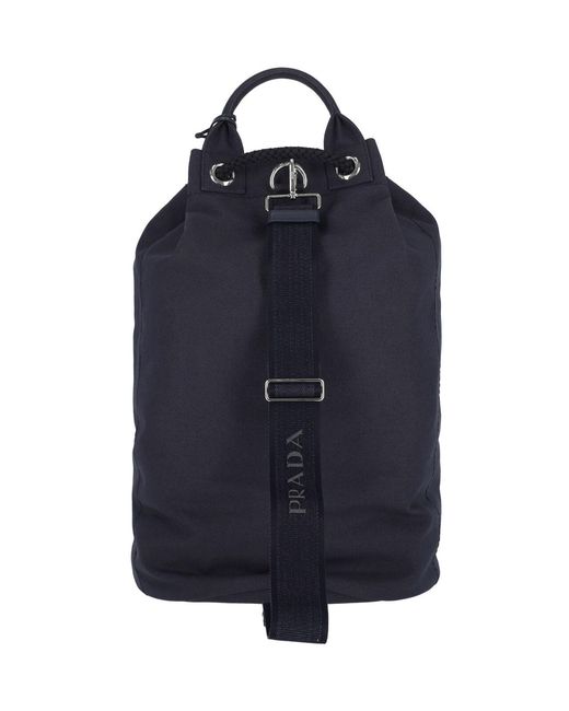 Borsa Secchiello Logo di Prada in Blue da Uomo