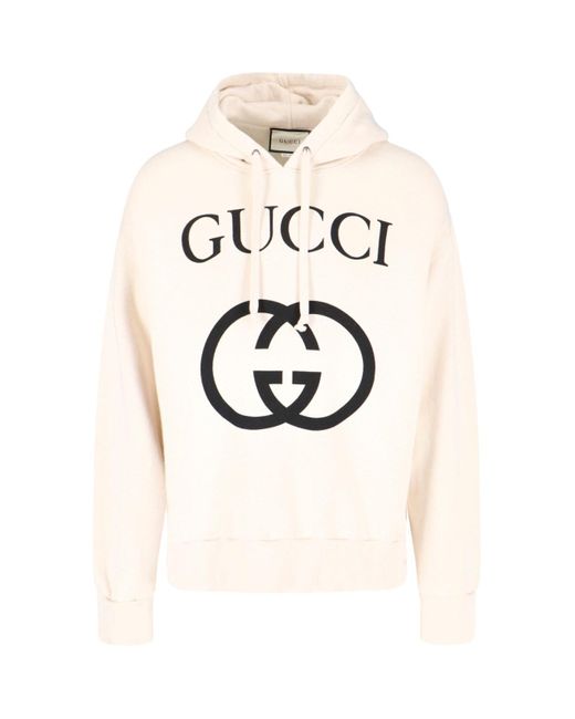 Gucci 'Gg' Hoodie in Natural for Men | Lyst