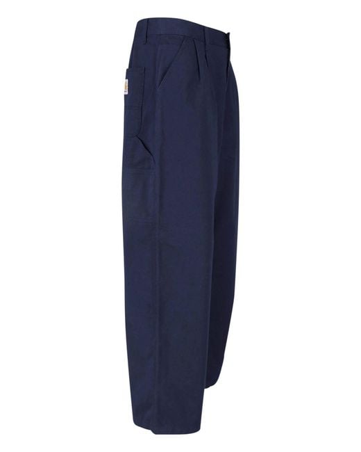 Carhartt Blue Wide Leg Pants "Brockman" for men