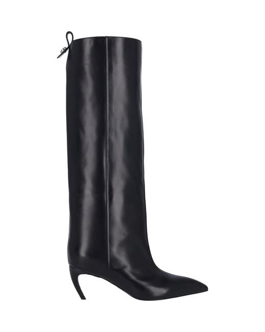 The Attico Black Leather Ankle Boots