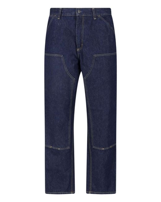 Carhartt Blue Straight Jeans "Double Knee" for men