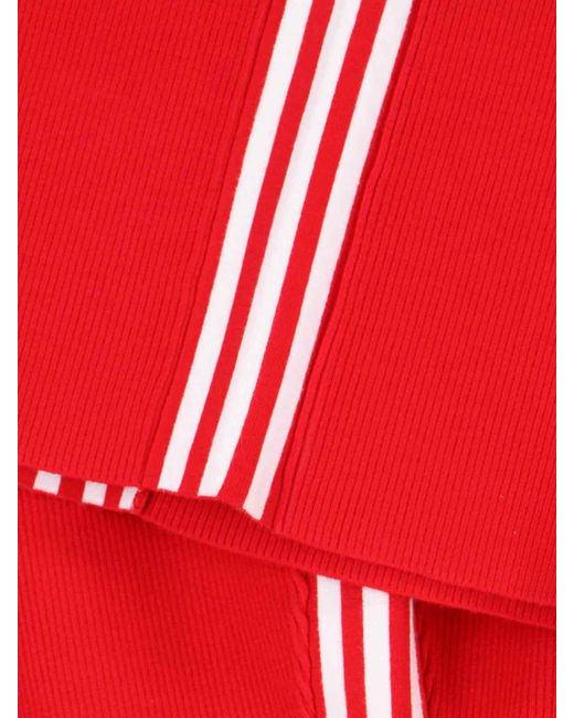 Adidas Red 'Knit 3-Stripes' Midi Skirt
