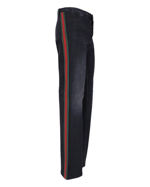 Gucci Blue Flared Jeans "Web" for men
