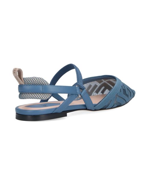 Fendi Blue Slingback Flats "Colibrì Lite"