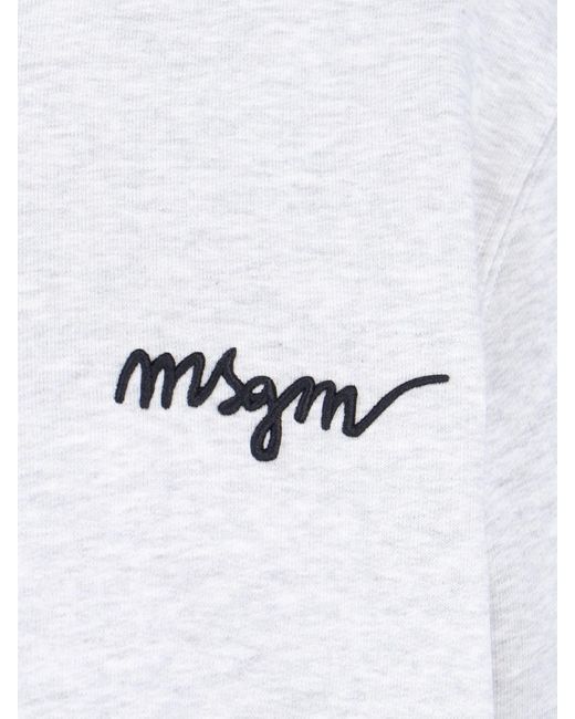 MSGM White Logo Crewneck Sweatshirt