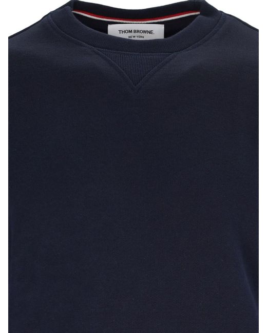 Thom Browne Blue 4-Bar Crew Neck Sweatshirt for men