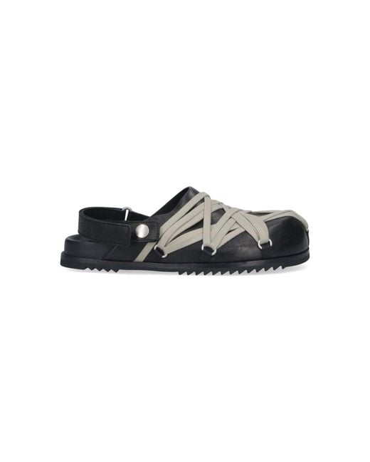 Rick Owens Black Mules "Megalace Granola"