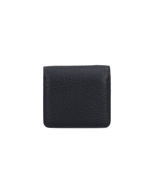 Maison Margiela Black Bovine Leather Mini Wallet With Brass & Zinc Alloy Hardware